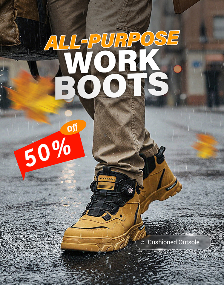 ⏰Men's outdoor swivel buckle work shoes（Waterproof, Anti-slip,Comfortable and Breathable）